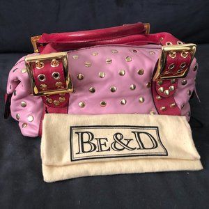 Be & D Purse Pink on pink Studded Satchel Handbag
